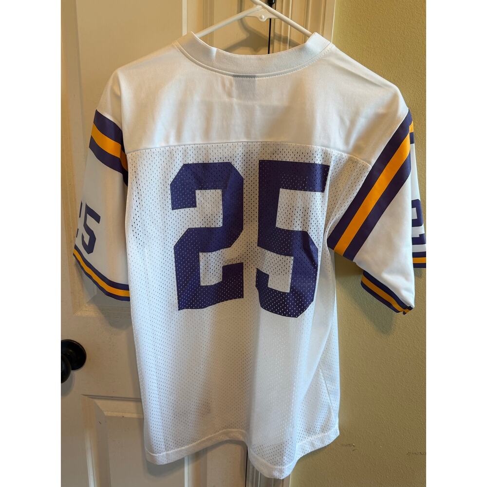 Nike White LSU Tigers Football Jersey Purple Yellow Stripes Numbers V-Neck Sz L - Picture 5 of 11